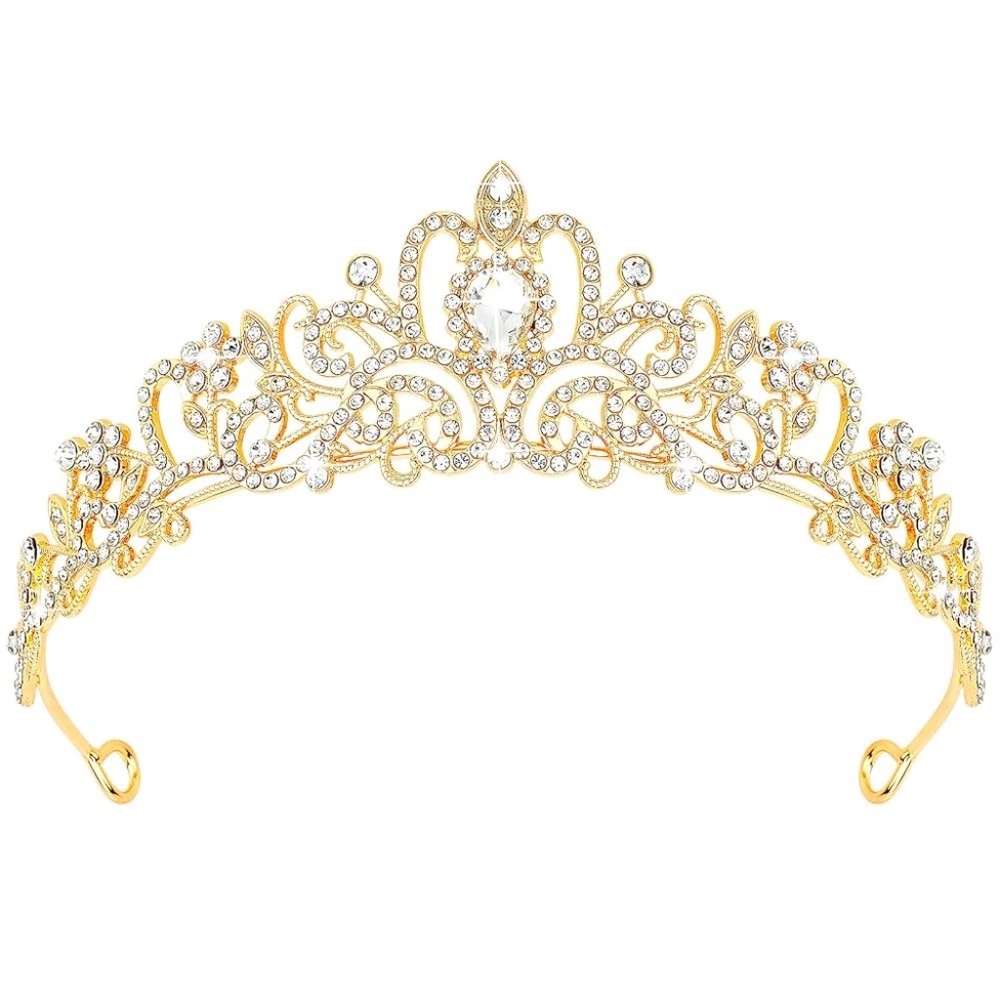 Gold Tiara Crowns for Women,Girls Bridal, Wedding, Prom, Quinceanera, Birthday